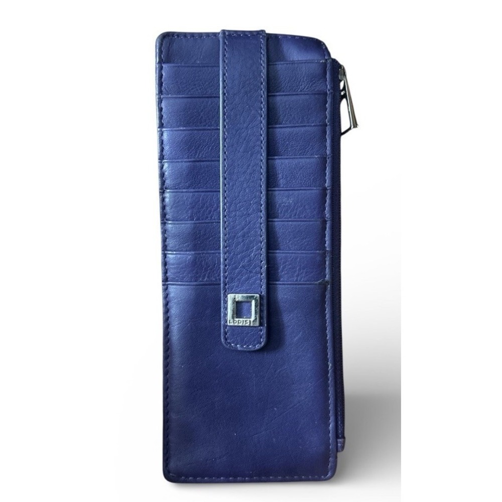 Lodis Credit Card ID Holder Wallet Purple Zip Snap Logo